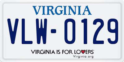 VA license plate VLW0129