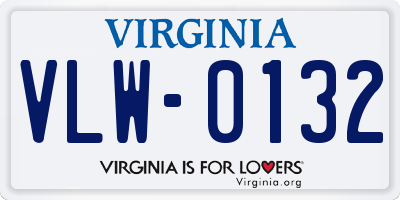 VA license plate VLW0132