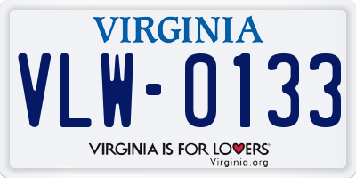 VA license plate VLW0133