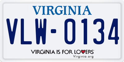 VA license plate VLW0134