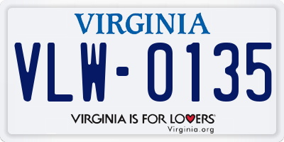 VA license plate VLW0135