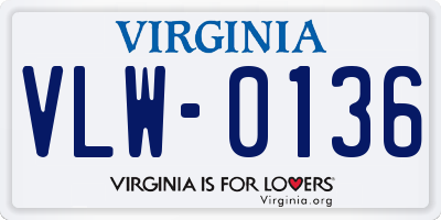 VA license plate VLW0136