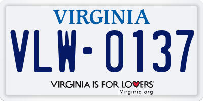 VA license plate VLW0137