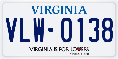 VA license plate VLW0138