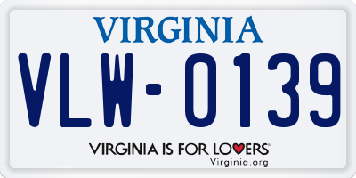 VA license plate VLW0139