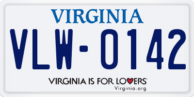 VA license plate VLW0142