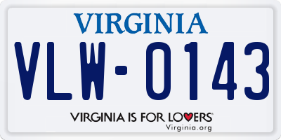 VA license plate VLW0143