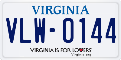 VA license plate VLW0144