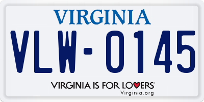 VA license plate VLW0145