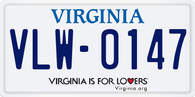 VA license plate VLW0147