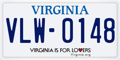 VA license plate VLW0148