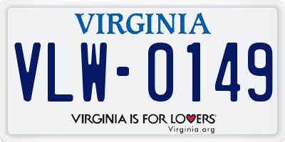 VA license plate VLW0149