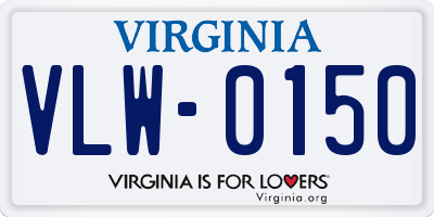 VA license plate VLW0150