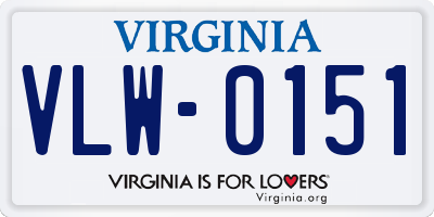 VA license plate VLW0151