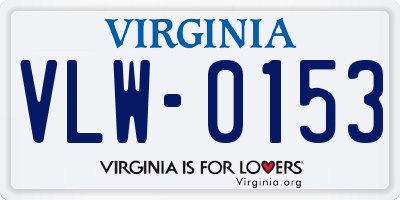 VA license plate VLW0153