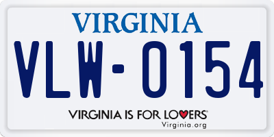 VA license plate VLW0154