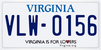 VA license plate VLW0156