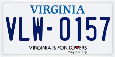 VA license plate VLW0157