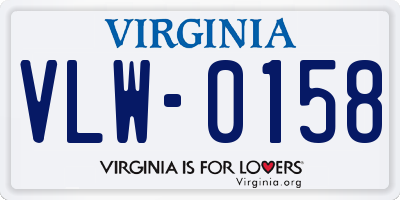 VA license plate VLW0158