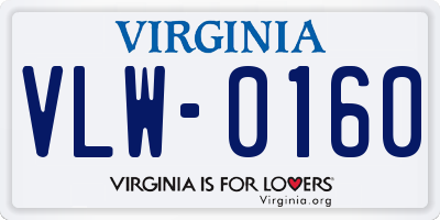 VA license plate VLW0160