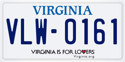 VA license plate VLW0161