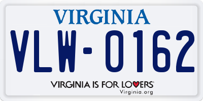 VA license plate VLW0162