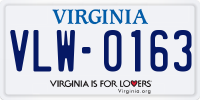 VA license plate VLW0163