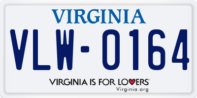 VA license plate VLW0164