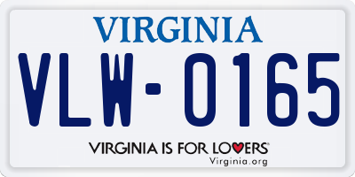 VA license plate VLW0165