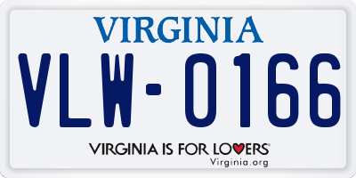 VA license plate VLW0166