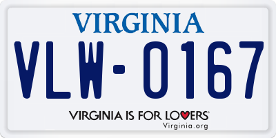 VA license plate VLW0167