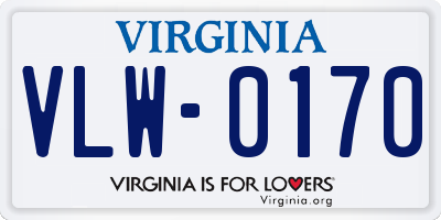 VA license plate VLW0170