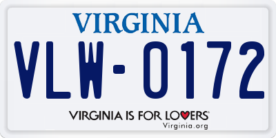 VA license plate VLW0172