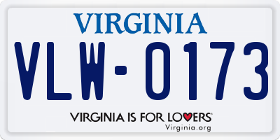 VA license plate VLW0173