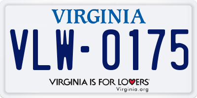 VA license plate VLW0175