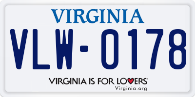 VA license plate VLW0178