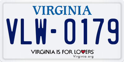 VA license plate VLW0179