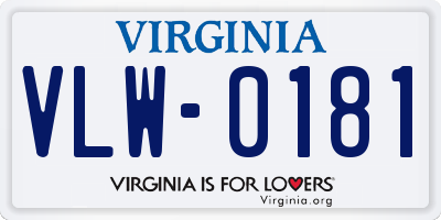 VA license plate VLW0181