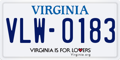 VA license plate VLW0183