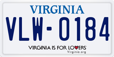 VA license plate VLW0184