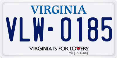 VA license plate VLW0185