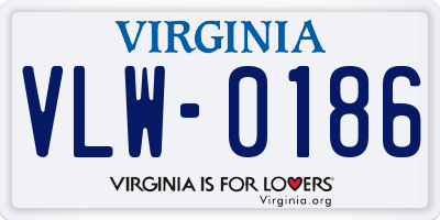 VA license plate VLW0186