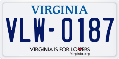 VA license plate VLW0187