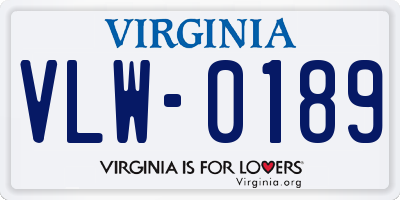 VA license plate VLW0189