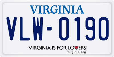 VA license plate VLW0190