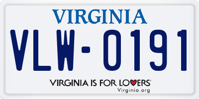 VA license plate VLW0191