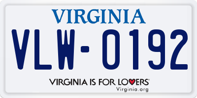 VA license plate VLW0192