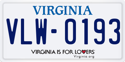 VA license plate VLW0193