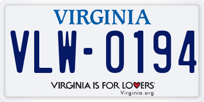 VA license plate VLW0194