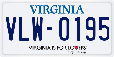 VA license plate VLW0195